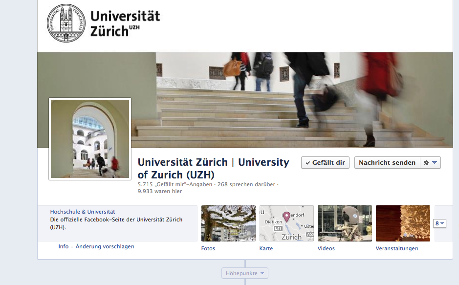 Social-Media-Plattformen der UZH Facebook Twitter Deutsch