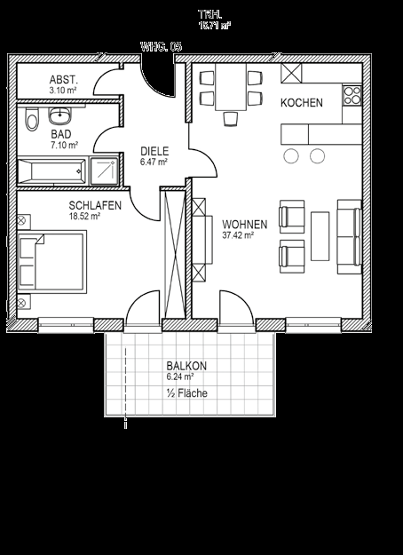 Haus 1 Wohnung 05 2-Zimmer-Wohnung im 1.