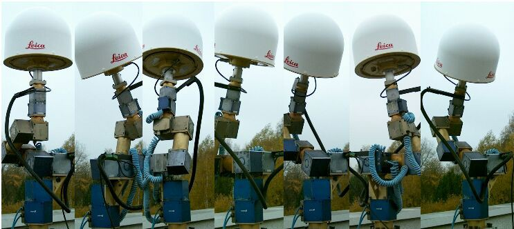 Absolute Roboter-Basierte GNSS Antennenkalibrierung - Methode nutzt tatsächliche GNSS Signale schnelle Orientierungsänderung durch Roboter gekippte und gedrehte GNSS Antenne