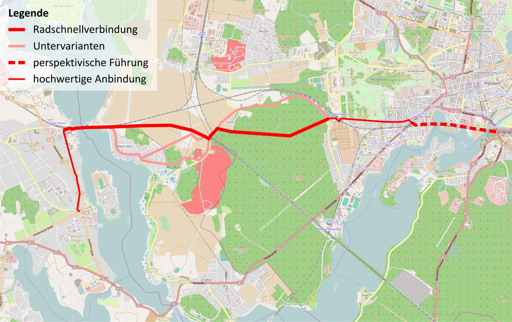 Werder Variante 3 Streckenlänge: 9,4 km Brücken/ Tunnel: