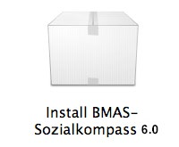 Wenn Sie einen Computer mit Mac OS X von Apple haben: 1. Sie zeigen mit der Maus auf BMAS-Sozialkompass 6.0.dmg. 2. Sie klicken dann mit der rechten Maus-Taste auf BMAS-Sozialkompass 6.0.dmg. 3.