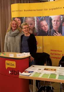 Christina Lange und Bettina Pawleski betreuten den dbl-messestand auf dem bvkj-kongress Resilienz wird voraussichtlich Anfang 2016 stattfinden; es musste wegen Erkrankung der Referentin leider