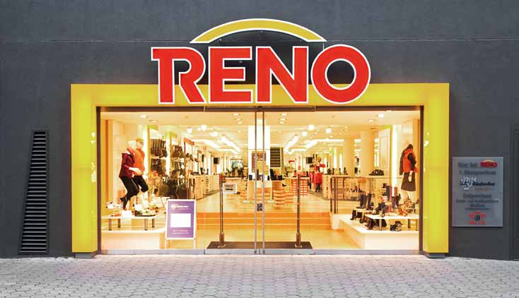 RENO Osnabrück Seit der Eröffnung des Flagshipstores im September 2007 präsentiert der Schuhfilialist auf einer Verkaufsfläche von gut
