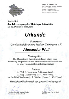 Posterpreis der Jahrestagung der Deutschen Gesellschaft für Pädiatrische Pneumologie 2005 in Hannover A.
