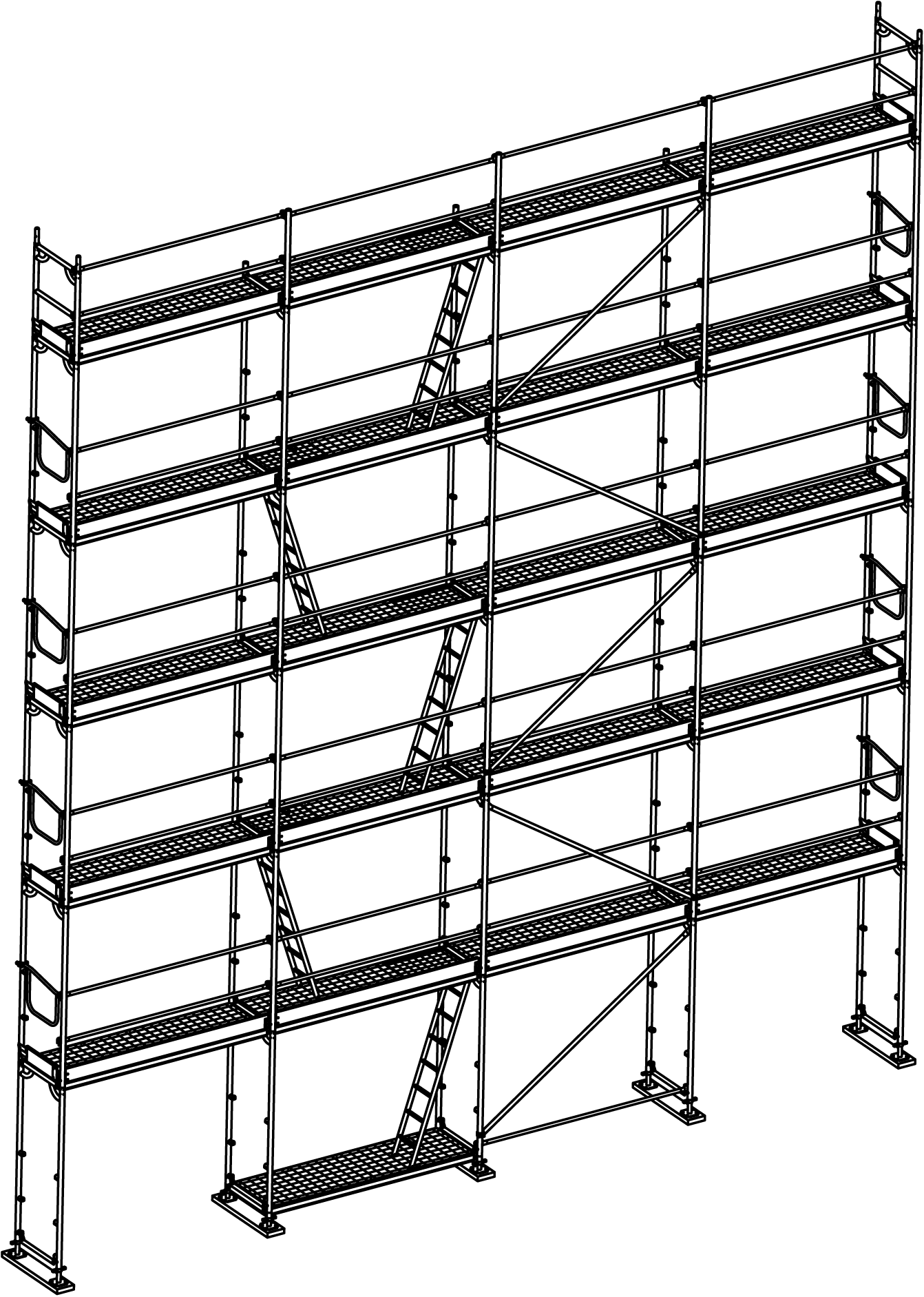 2.3.3 Gerüstaufstiege einbauen Vor Beginn der Arbeiten auf der ersten Gerüstetage ist der Gerüstaufstieg einzubauen. 2.3.3.1 Leiterngänge Im Leiterngang sind Belagbühnen mit Durchstieg zu verwenden.