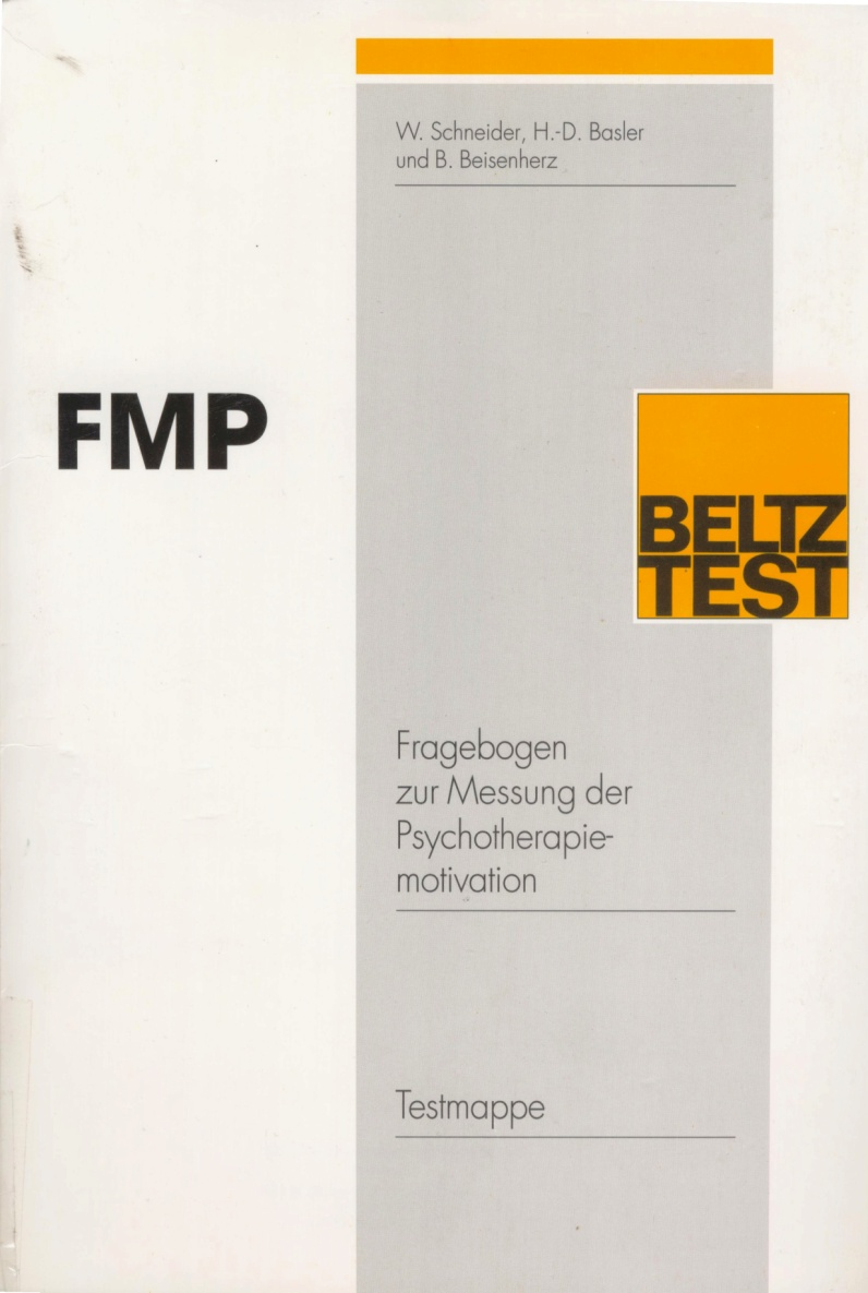 1.1. Überblicksartige Beschreibung FMP Fragebogen zur Messung der Psycho therapiemotivation (1.Aufl.