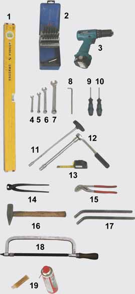 4. Werkzeuge und Hilfsmittel Für die Montage des Sektionaltores V3000 P benötigen Sie folgendes, handelsübliche Werkzeug: Pos. Anz.