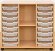 Fachboden-Reihen. Sie können je nach Bedarf zwischen kleinen und großen Gratnells Materialboxen sowie zwischen unterschiedlich vielen verstellbaren Fachböden wählen.