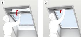 Öffnungsfunktion Zum Öffnen des Fensters den Bedienungsgriff senkrecht stellen.