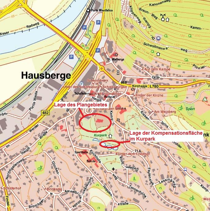 3.6.1 Anlage eines Blüh-Wiesenstreifens Die Kompensationsfläche liegt südlich des Plangebietes im angrenzenden Kurpark (s. Übersichtslageplan).