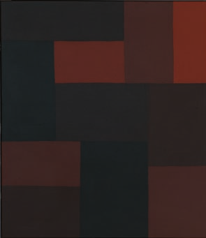 Komposition, 1968 Acryl auf Leinwand, 75 65 cm verso monogrammiert und datiert Arbeiten werden zwei Hauptschauseiten erkennbar, wobei sich die Vorderansicht im Vergleich zur Rückseite durch ein