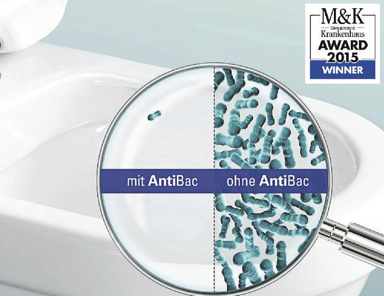 AntiBac Dauerhafter schutz vor Bakterien AntiBac ist die innovative Hygienelösung für Bereiche in denen ein hohes Risiko einer Übertragung von Bakterien besteht.