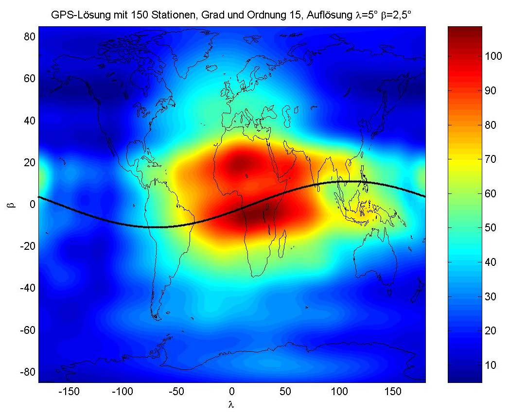Ionosphärenmodelle, berechnet an der TU Wien, IGG, mit der BERNESE GPS-Software