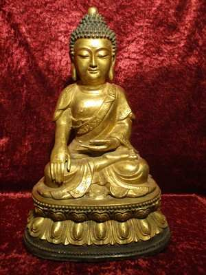 -- Tibet-Buddha, Material: Bronze, schöne Drachenmotive auf dem Gewand Höhe: 34
