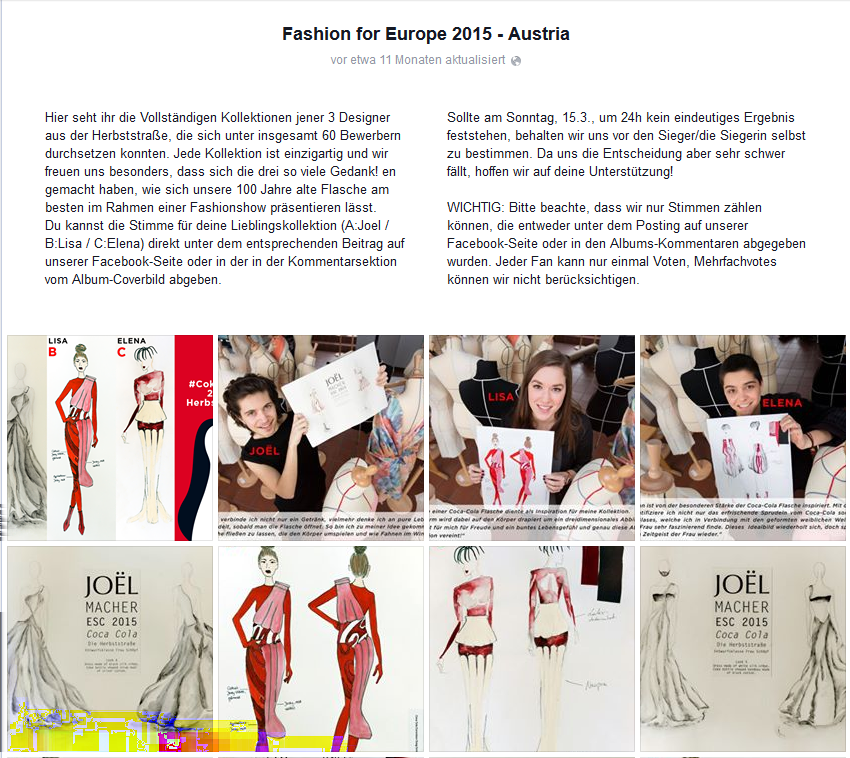 VIDEOBEITRAG Fashion for Europe [Videobeitrag auf der Website betrachtbar] ONLINE PROJEKT Coca-Cola Fashion