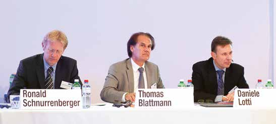 Delegiertenversammlung Ronald Schnurrenberger, Vorsitzender der Geschäftsleitung; Thomas Blattmann, Sekretär; Daniele Lotti, Präsident ein gutes Resultat.