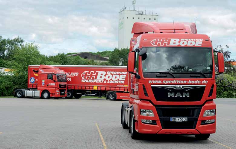 Für Bode unterwegs: 65 MAN-Lkw fahren für die Spedition durch Europa.