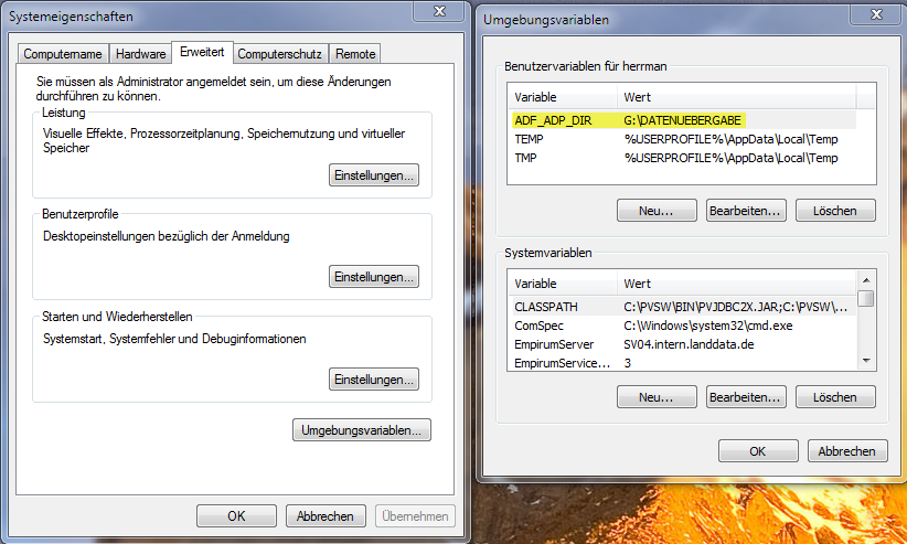 3.3 Bereitstellen der Umgebungsvariablen Es gibt verschiedene Möglichkeiten eine Benutzer-Umgebungsvariable einzurichten. Hier zwei Beispiele: 3.3.1 Über die Systemeigenschaften des Computers.