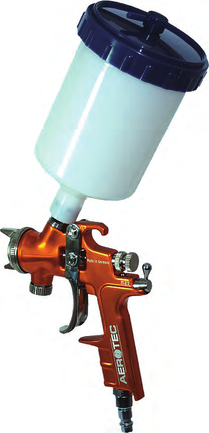 200640 Nebelreduzierte Spritzpistole mit Luftmengenregulierung Rund-/ Breitstrahleinstellungen über Mikrometereinstellung Ergonomisch gefertigtes Gehäuse für optimalen
