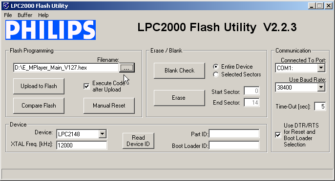 C) PC - Software Für das Softwareupdate benötigen Sie das Programmiertool LPC210x_ISP.exe Soweit noch nicht vorhanden, installieren Sie bitte zunächst das Programmiertool auf Ihrem PC.