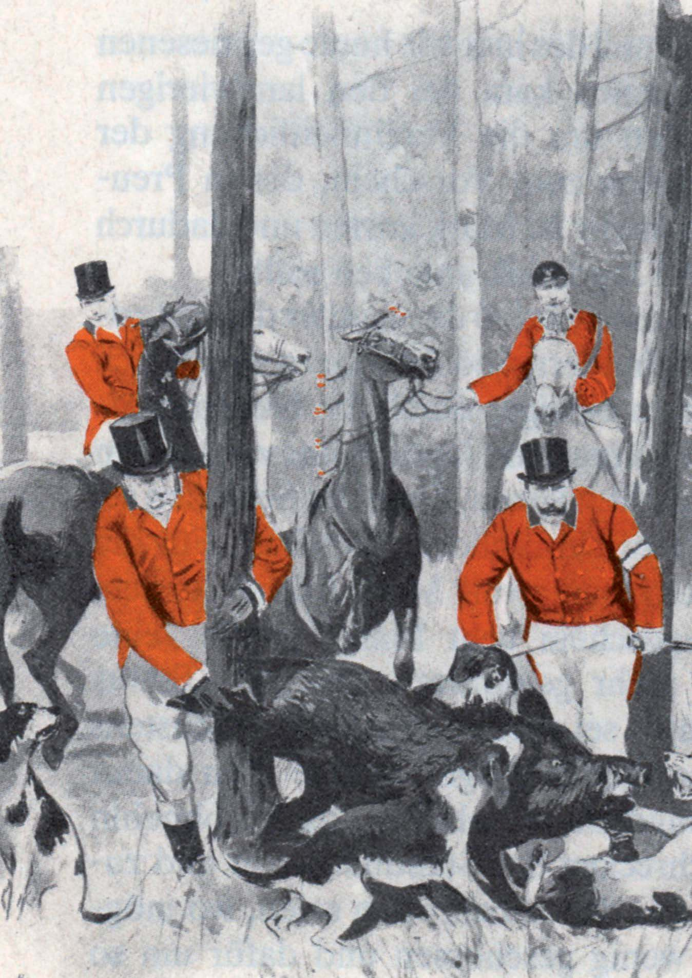 Journal Pferde, Reiter, bunte Hunde Ein Blick über den Zaun Abb. 1: Hubertusjagd im Grunewald 1895: Exz. v.