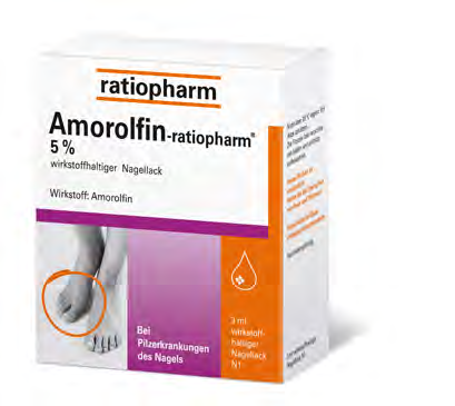 Ihre zuverlässige Hilfe bei Nagelpilz: Amorolfin-ratiopharm 5 % Amorolfin-ratiopharm 5 % - Gesundheitskalender* Amorolfin-ratiopharm 5% wird bei der Behandlung von Pilzinfektionen eingesetzt und