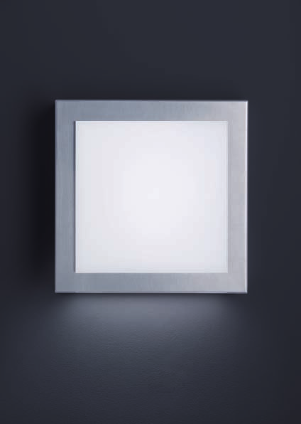 SCALA Wand- und Deckenleuchte Leuchtengehäuse Edelstahl Acrylscheibe weiß Lichtverteilung direkt, inkl.