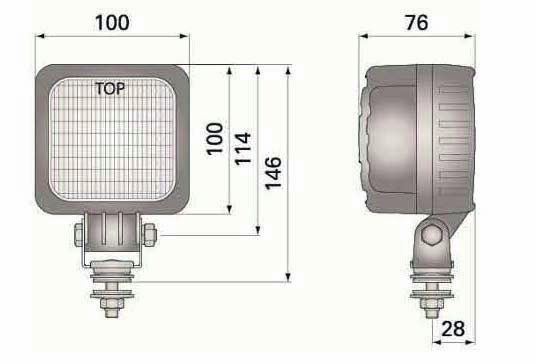 Britax LED Rückfahrscheinwerfer WE5 Technische Daten 3 LED Module, 12-24 VDC, 11 W 800 Lumen Schutzart: IP 68 Zulassung als