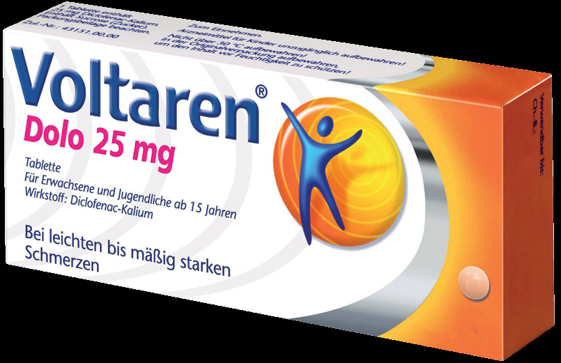 10,29 2,50 0,99 Voltaren Dolo 25 mg, überzogene Tablette für Erwachsene und Jugendliche ab 14 Jahren.