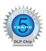 Dieses wird gewährleistet durch den Einsatz der DLP Technologie sowie durch eine 5 Jährige Garantie auf den DLP Chip.