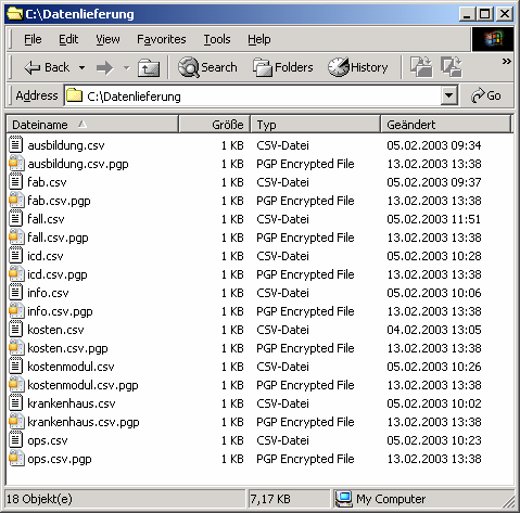 Die verschlüsselten Dateien erkennen Sie an der Endung *.PGP.