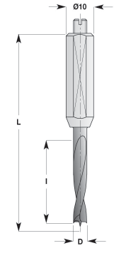 CONDRILL-Dübellochbohrer für Sacklöcher Dowel drills Eigenschaften: Premiumqualitätsstahl, feinkristaline Spiralkörper (Z2) mit Zentrierspitze, 2 negativ rundgeschliffene Vorschneider (V2), Schaft