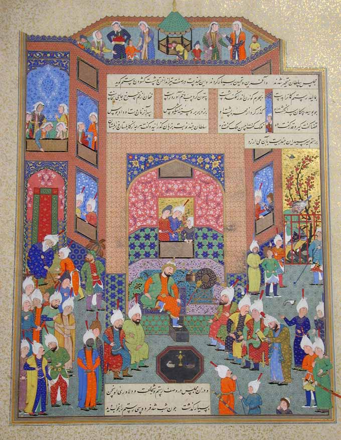 Schahname Der Dichter Ferdausi trägt Sultan Mahmud aus dem Schahname vor.