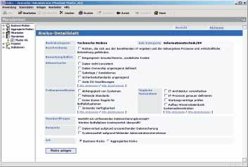 Identifikation Der inhaltliche Umfang der zu erfassenden Risikoinformationen kann im Rahmen der Software- Einrichtung frei definiert werden.