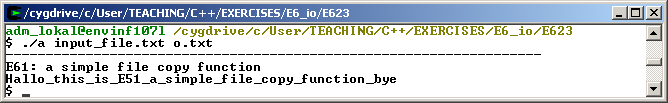 6.2.3 main() Function with parameters Die Benutzung der main Funktion mit Eingabeparametern ist in der folgenden