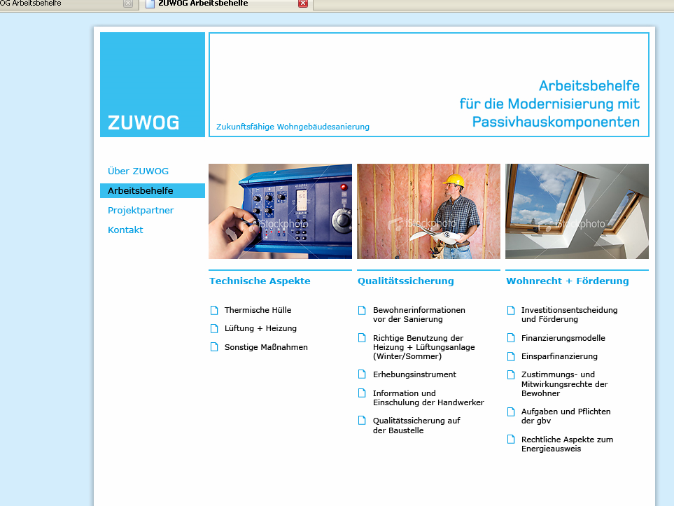 Arbeitsbehelfe für die Modernisierung www.zuwog.