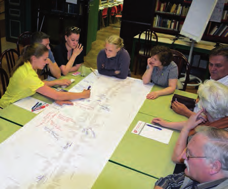 In Werkstatt 4 wurden Beurteilungen und Ideen der BürgerInnen zum Thema Gestaltung / Ambiente auf Plänen an vier Thementischen aufgenommen und verortet.