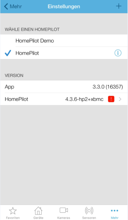 Update per HomePilot App durchführen: Die HomePilot -App