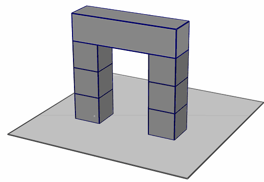 D22. Der in der Abbildung gezeigte Bogen besteht aus sechs Würfeln mit der Kantenlänge L und einem Quader mit den Maßen L, L, 4L. Man will den Bogen bemalen.