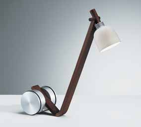 Stehleuchten / Floor lamps 36 IBIS Design: Domus Team Buche oder Maron-Öl, Aluminium/ beech or maron-oiled, aluminium H 42 cm max., A 43 cm max.