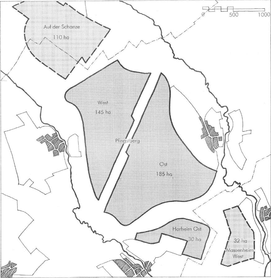 1993: Potentielle Planungsparameter für den Pfingstberg Baugebiet: 330 ha GFZ brutto: 1,0 BGF