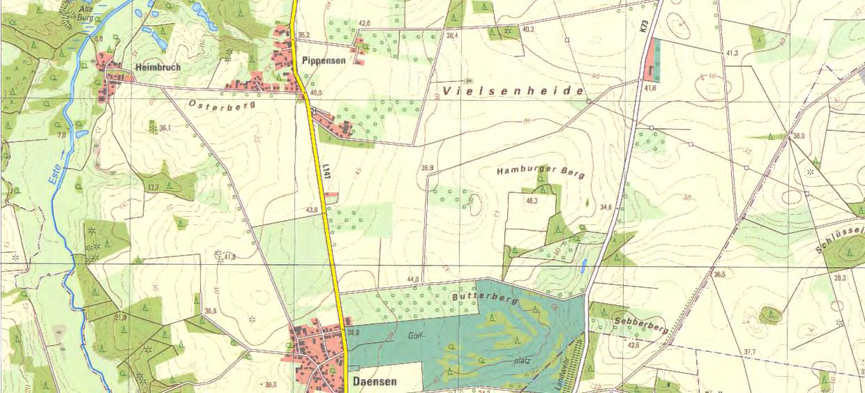 Moisburg Einmündung in L141 - Buxtehuder Straße - Übersichtskarte Maßstab: 1: 25.