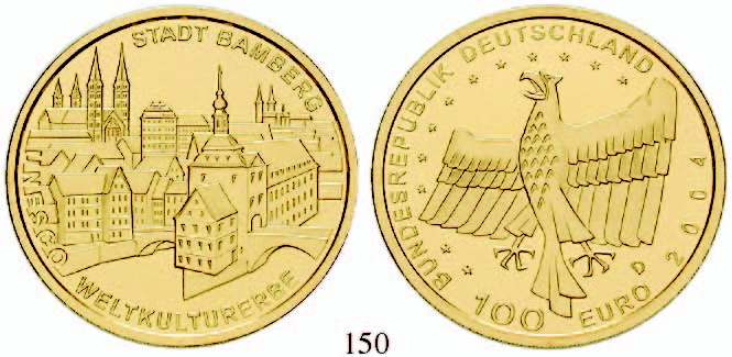 J.538. Tagespreis, st 580,- 161 100 Euro 2008, A. UNESCO-Weltkulturerbe. Altstadt Goslar - Bergwerk Rammelsberg. Gold. 15,55 g fein. J.538. Tagespreis, st 600,- 162 100 Euro 2008, ADFGJ komplett.