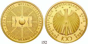 900,- 148 100 Euro 2003, nach unserer Wahl A-J. Quedlinburg. Gold. 15,55 g fein. J.502. Tagespreis, st 580,- 149 100 Euro 2003, ADFGJ komplett. Quedlinburg. Komplettsatz von 5 Stück.