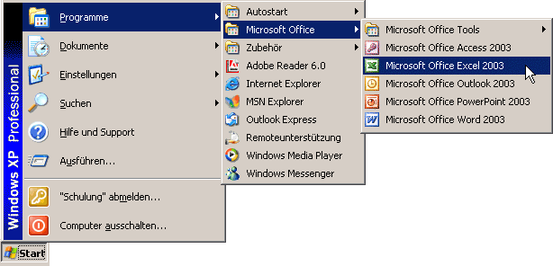 Menüweg klassischer Stil: Start, Programme, Microsoft Office, Excel 2003 2.2 Der Excel-Bildschirm Moderne Programme bieten Ihnen auf dem Bildschirm eine große Fülle an Informationen an.