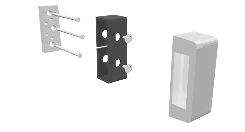 Bohrlöcher durch die Montageplatte anzeichnen (Abb. 19) Löcher für Rahmendübel Ø 10mm min.