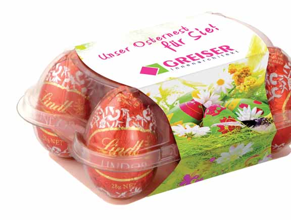22 Süße Osterpräsente Edle Ostereier von Lindt & Sprüngli, 6er Karton Art. Nr.
