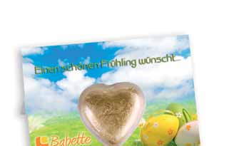 Süße Osterpräsente 23 Welcome-Card mit Schokoherz Art. Nr.