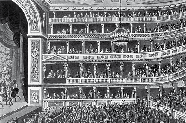 ludwig van beethoven Das Innere des Theaters an der Wien, das Beethoven für seine Akademie am 22. Dezember 1808 gemietet hatte.