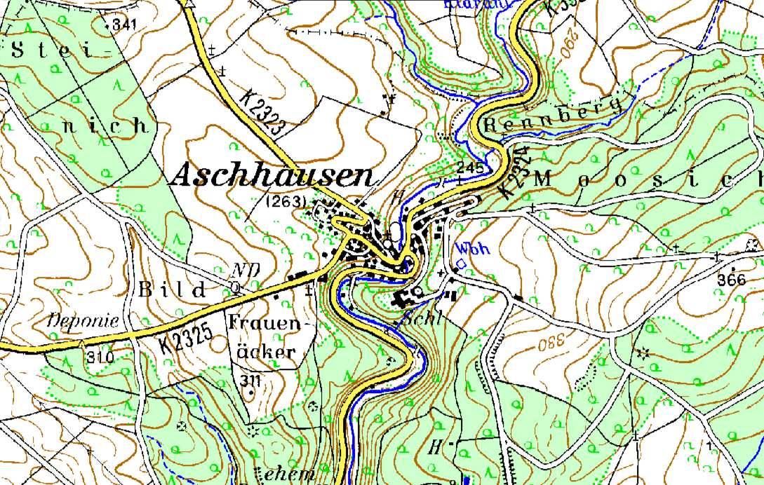 2 Die Karte im Vergleich TK 50, Beispiel Aschhausen